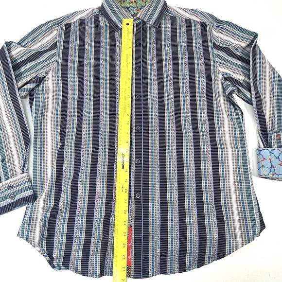 Robert Graham Long Sleeve Knowledge Wisdom Truth Mens L Flip Cuff StripeRainbows - Picture 11 of 16